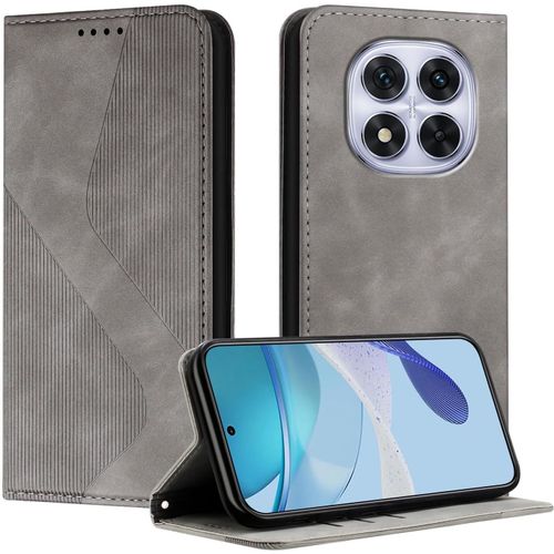 Kal-Coque Pour Xiaomi Redmi Note 14 Pro 5g, Housse En Cuir Xiaomi Redmi Note 14 Pro 5g, Cuir Portefeuille Housse Avec Magnétique Flip Étui À Rabat Case Etui Redmi Note 14 Pro 5g (Gris)