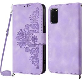 Kal-Coque Pour Samsung Galaxy S20 Avec Cordon, Etui Pour Samsung S20 Avec Cordon Collier, Etui Portefeuille Protection Housse En Cuir Pu Avec [Bandoulière Réglable] Lanyard Case Cover (Violet)