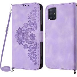 Kal-Coque Pour Samsung Galaxy A51 5g Avec Cordon, Etui Pour Samsung A51 5g Avec Cordon Collier, Housse En Cuir Pu Avec [Bandoulière Réglable] Lanyard Case Cover (Violet)