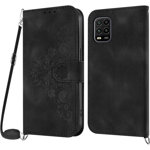 Kal-Coque Pour Xiaomi Mi 10 Lite 5g Avec Cordon, Etui Pour Xiaomi Mi 10 Lite 5g Avec Cordon Collier, Housse En Cuir Pu Avec [Bandoulière Réglable] Lanyard Case Cover (Violet)