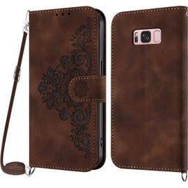 Kal-Coque Pour Samsung Galaxy S8 Plus Avec Cordon, Etui Pour Samsung S8 Plus Avec Cordon Collier, Housse En Cuir Pu Avec [Bandoulière Réglable] Lanyard Case Cover (Marron)