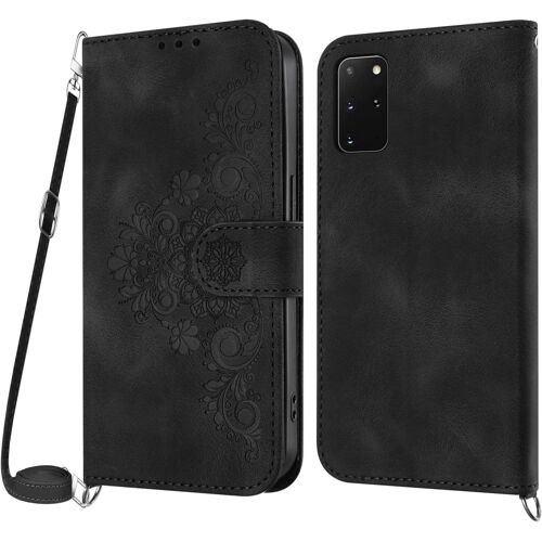 KAL-Coque Pour Samsung Galaxy S20 Plus Avec Cordon, Etui Pour Samsung S20 Plus Avec Cordon Collier, Housse En Cuir Pu Avec [Bandoulière Réglable] Lanyard Case Cover (Noir)