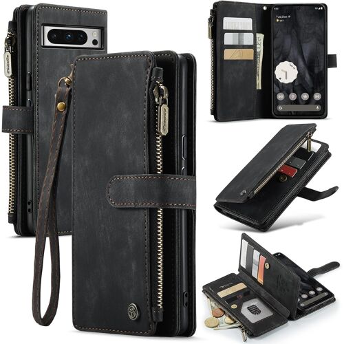 KAL-Coque Compatible Avec Google Pixel 8 Pro, Premium Pu Portefeuille Étui Housse En Cuir [Fente Pour Carte] [Béquille], Étui À Rabat Magnétique Pour Google Pixel 8 Pro - Noir