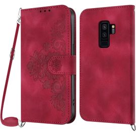 Kal-Coque Pour Samsung Galaxy S9 Plus Avec Cordon, Etui Pour Samsung S9 Plus Avec Cordon Collier, Housse En Cuir Pu Avec [Bandoulière Réglable] Lanyard Case Cover (Rouge)