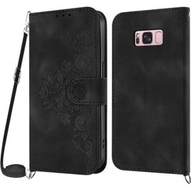 Kal-Coque Pour Samsung Galaxy S8 Plus Avec Cordon, Etui Pour Samsung S8 Plus Avec Cordon Collier, Housse En Cuir Pu Avec [Bandoulière Réglable] Lanyard Case Cover (Noir)