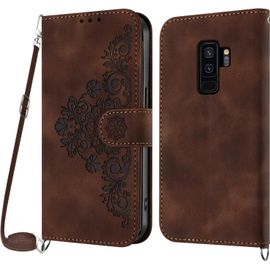 Kal-Coque Pour Samsung Galaxy S9 Plus Avec Cordon, Etui Pour Samsung S9 Plus Avec Cordon Collier, Housse En Cuir Pu Avec [Bandoulière Réglable] Lanyard Case Cover (Marron)