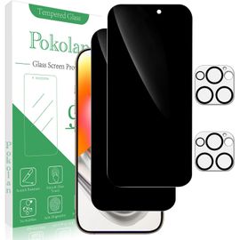 Lot De 2 +2 Verre Tremp¿¿ Anti Espion Pour Iphone 16 Pro Et Cam¿¿Ra Arri¿¿Re Protecteur, Film Protection ¿¿Cran Confidentialit¿¿ Anti-Empreinte, Duret¿¿ 9h, Hd Vitre Protecteur
