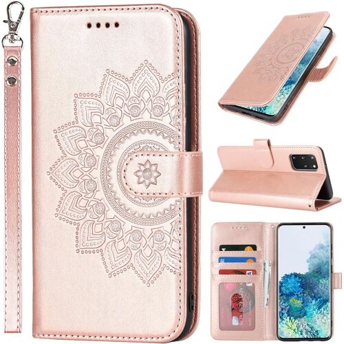 KAL-Etui Coque Pour Samsung Galaxy S20 Plus Protection Housse En Cuir Pu Pochette Rabat Clapet Case Porte Carte Etui Portefeuille Pour Samsung Galaxy S20 Plus - Or Rose