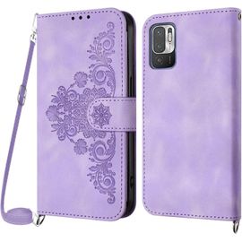 Kal-Coque Pour Xiaomi Redmi Note 10 5g/ Poco M3 Pro Avec Cordon, Etui Avec Cordon Collier, Housse En Cuir Pu Avec [Bandoulière Réglable] Lanyard Case Cover (Violet)