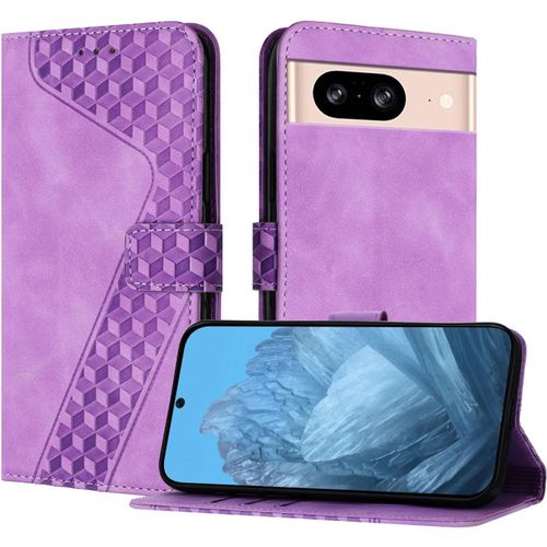 KAL-Coque Pour Google Pixel 8, Étui Housse Protection En Cuir Pu [Pochette De Portefeuille] [Magnétique], Antichoc Etui À Rabat Pour Google 8 (Violet)