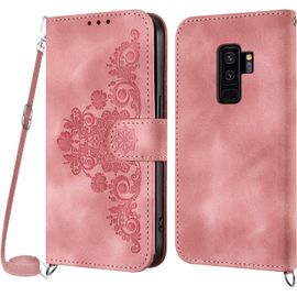 Kalanka-Coque Pour Samsung Galaxy S9 Plus Avec Cordon, Etui Pour Samsung S9 Plus Avec Cordon Collier, Housse En Cuir Pu Avec [Bandoulière Réglable] Lanyard Case Cover (Rose)