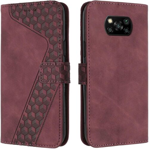 KAL-Coque Pour Xiaomi Poco X3 Nfc/Poco X3 / Poco X3 Pro, Étui Housse Protection En Cuir Pu [Pochette De Portefeuille], Antichoc Etui À Rabat Pour Poco X3 Nfc/Poco X3 / Poco X3 Pro (Rouge)