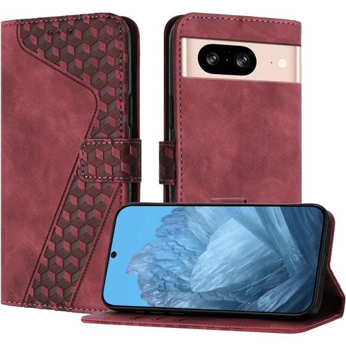 KAL-Coque Pour Google Pixel 8, Étui Housse Protection En Cuir Pu [Pochette De Portefeuille] [Magnétique], Antichoc Etui À Rabat Pour Google 8 (Rouge)