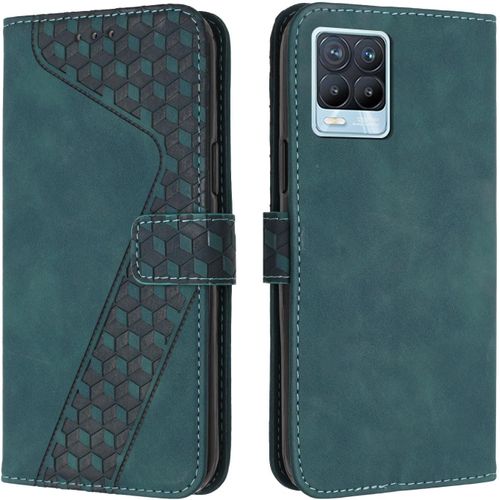 KAL-Coque Pour Realme 8 4G / Realme 8 Pro, Étui Housse Protection En Cuir Pu [Pochette De Portefeuille] [Magnétique], Antichoc Etui À Rabat Pour Realme 8 4G / Realme 8 Pro (Vert)