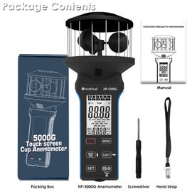Btmeter Anémomètre Bleu Vitesse Du Vent Volume D'air Mesure De La Température Rétro-Éclairage Anémomètre Multifonction,Bt-5000g - Type Bleu