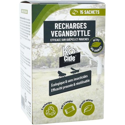 MAA-K-OCIDE - Recharge pour piège Veganbottle volants - Recharge pour piège mouches et guêpes - Attractif naturel homologué - 5 recharges