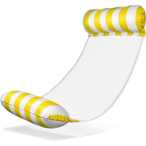 Hamac Gonflable À Eau Avec 2 Chambres À Air Et Filet En Nylon Pour Piscine Matelas À Eau Floatie Pour Adultes Et Enfants Accessoires De Piscine D'été (Jaune/Blanc)