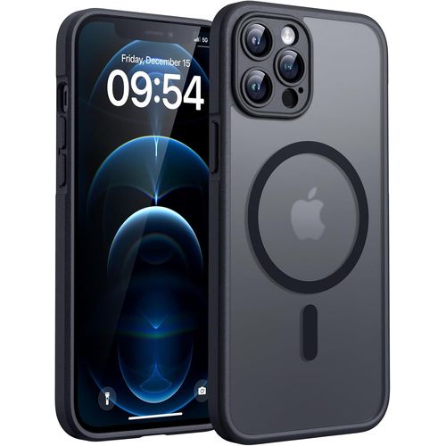 Sjzg-Coque Magnétique Pour Iphone 12 Pro Max 6,7 Pouces, Compatible Avec Magsafe, Protection De L'objectif Améliorée, Coque Mat Translucide Fine Antichoc, Noir