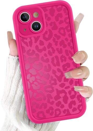 JGD-Coque pour iPhone 13 6,1¿, Aesthetic Léopard Motif Étui Rose Rouge Mat Housse Ultra Mince TPU Souple Silicone Case Antichoc Anti-Rayures Bumper Protection Cover, 04