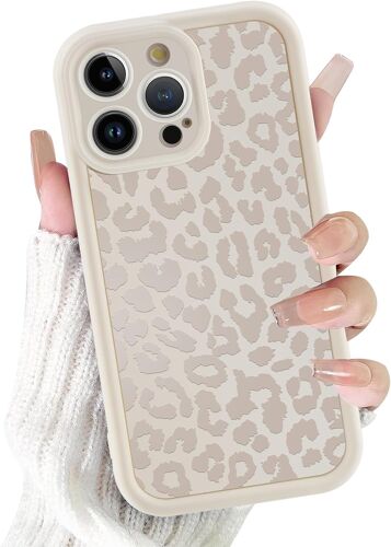 LORANKA-Coque pour iPhone 13 Pro Max 6,7¿, Aesthetic Léopard Motif Étui Blanc Mat Housse Protection de la caméra Mince TPU Souple Silicone Case Antichoc Anti-Rayures Bumper Cover, 07