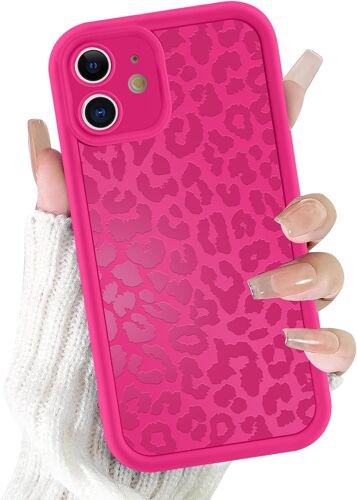 KALANKA-Coque pour iPhone 11 6,1¿, Aesthetic Léopard Motif Étui Rose Rouge Mat Housse Ultra Mince TPU Souple Silicone Case Antichoc Anti-Rayures Bumper Protection Cover, 04