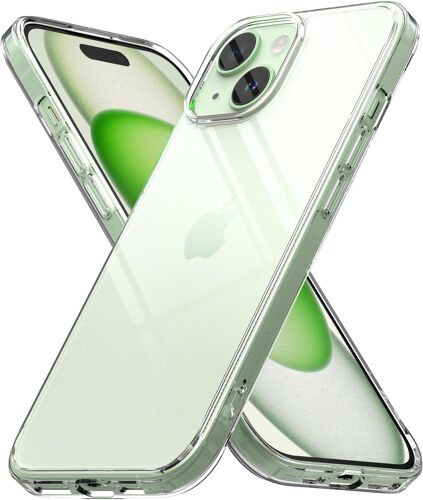 KALANKA-Coque Transparente pour iPhone 15 [Fusion] Transparente Clear Rigide Polycarbonate Back TPU Souple Bumper Étui Antichoc Protection - Clear