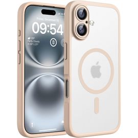 Kal-Coque Magnétique Pour Iphone 16 Plus 6,7 Pouces, Compatible Avec Magsafe, Protection De L'objectif Améliorée, Coque Mat Translucide Fine Antichoc, Titane Sable