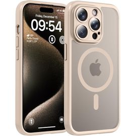 Sjzg-Coque Magnétique Pour Iphone 15 Pro Max 6,7 Pouces, Compatible Avec Magsafe, Protection De L'objectif Améliorée, Coque Mat Translucide Fine Antichoc, Titane Sable