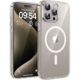 Sjzg-Coque Magnétique Pour Iphone 15 Pro Max 6,7 Pouces, Compatible Avec Magsafe, Pas Facile À Jaunir, Protection De L'objectif Améliorée, Fine Antichoc, Transparent
