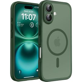 Coque Magnétique Pour Iphone 16 Plus 6,7 Pouces, Compatible Avec Magsafe, Protection De L'objectif Améliorée, Coque Mat Translucide Fine Antichoc, Vert Alpin[Pop941533]