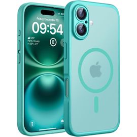 Coque Magnétique Pour Iphone 16 Plus 6,7 Pouces, Compatible Avec Magsafe, Protection De L'objectif Améliorée, Coque Mat Translucide Fine Antichoc, Sarcelle