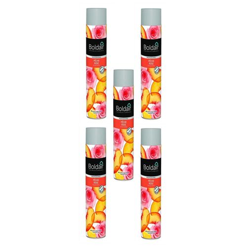 Boldair Lot de 5 Aérosols 750 ml Désodoriasant parfumant pêche rose
