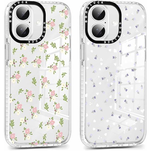 Ppdaz-2 Pièces Coque Pour Iphone 16 Plus 6,7"", Transparente Étui Avec Aesthetic Motif Fleur Dessin, Ultra Mince Tpu Souple Silicone Housse Clair Antichoc Protection Filles Femmes Case Cover, 18