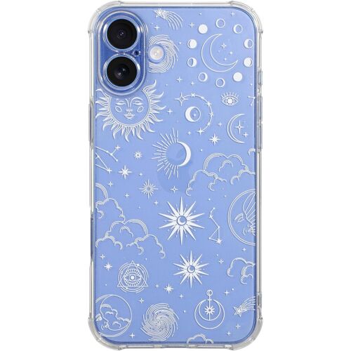 Coque iPhone 16 Plus, Housse Silicone TPU Transparente Souple Doux et Antichoc, ?tui avec Motif Dessin Fantaisie pour iPhone 16 Plus - Lune ?toile