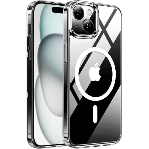 SJZG-Magnétique Coque Iphone 15, Compatible Avec Magsafe, Anti-Rayures, Fin Et Coque Magsafe Iphone 15 Antichoc, Anti-Jaunissement Étui Avec Coque Arrière Transparente Et Protection Contre Chutes