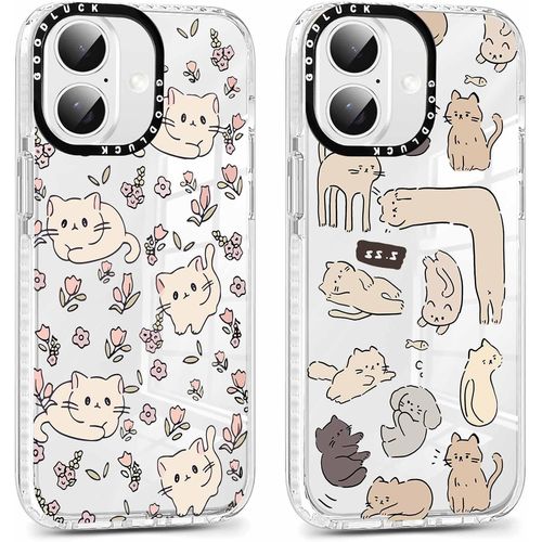 Ppdaz-2 Pièces Coque Pour Iphone 16 Plus 6,7"", Transparente Mignon Étui Avec Animé Motif Chat, Ultra Mince Tpu Souple Silicone Clair Housse Antichoc Protection Case Cover Pour Iphone 16 Plus, 04