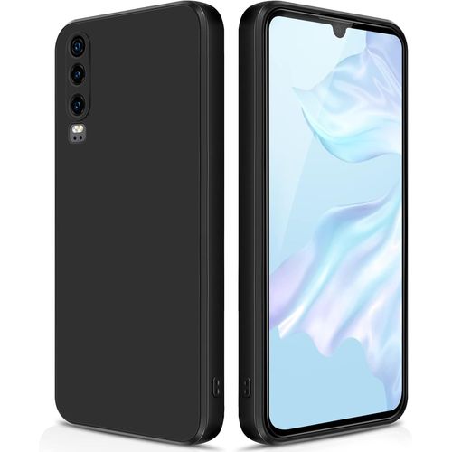Trahoo-Coque Pour Huawei P30 Case En Silicone, Etui De Protection Antichoc Etui Housse Silicone Ultra-Mince Avec Couche Intérieure En Fibre Et Protection Pour Caméra, Noir