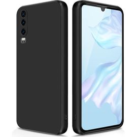 Coque Pour Huawei P30 Case En Silicone, Etui De Protection Antichoc Etui Housse Silicone Ultra-Mince Avec Couche Intérieure En Fibre Et Protection Pour Caméra, Noir