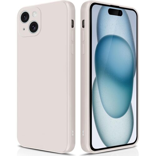 KAL-Coque Pour Iphone 15 Case En Silicone, Etui De Protection Antichoc Etui Housse Silicone Ultra-Mince Avec Couche Intérieure En Fibre Et Protection Pour Caméra, Blanc