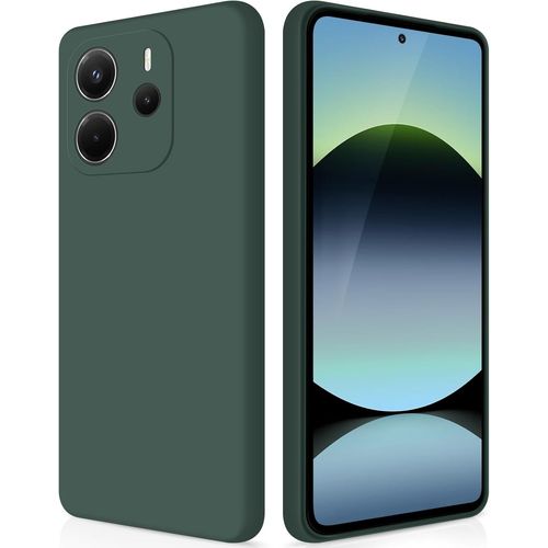 Kal-Coque Pour Xiaomi Redmi Note 14 4g Case En Silicone, Protection Antichoc Etui Housse Silicone Ultra-Mince Avec Couche Intérieure En Fibre Et Protection Pour Caméra, Vert