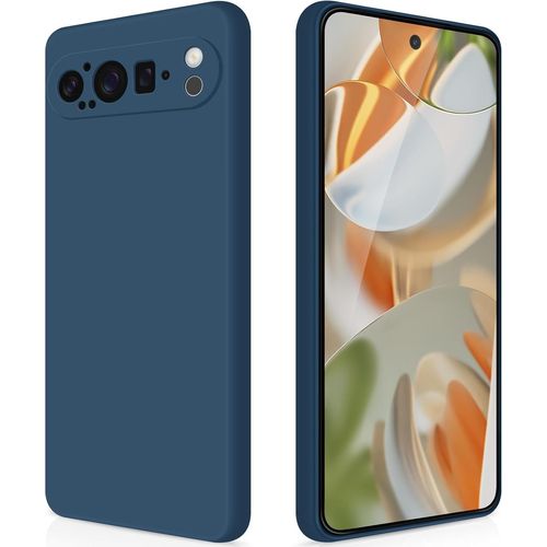 Coque Pour Google Pixel 9 Pro Case En Silicone, Etui De Protection Antichoc Etui Housse Silicone Ultra-Mince Avec Couche Intérieure En Fibre Et Protection Pour Caméra, Bleu