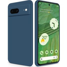 Coque Pour Google Pixel 7 Case En Silicone, Coque Antichoc Etui Housse Silicone Ultra-Mince Avec Couche Intérieure En Fibre Et Protection Pour Caméra, Bleu