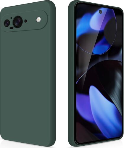 Coque pour Google Pixel 9 Case en Silicone, Etui de Protection Antichoc Etui Housse Silicone Ultra-Mince avec Couche Intérieure en Fibre et Protection pour Caméra, Vert
