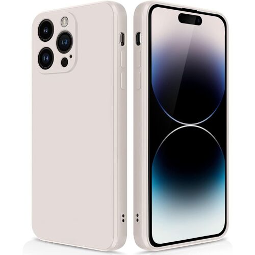 KAL-Coque Pour Iphone 14 Pro Case En Silicone, Coque Antichoc Etui Housse Silicone Ultra-Mince Avec Couche Intérieure En Fibre Et Protection Pour Caméra, Blanc