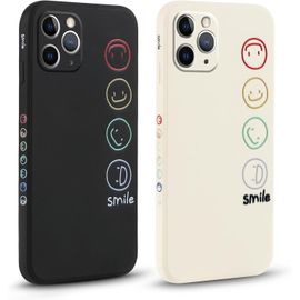 Cheng-2 Pièces Coque Pour Apple Iphone 11 Pro 5.8"",Etui Avec Joli Et Beau Motif Souriant Dessin Latéral Mignon Case Givré Souple Tpu Housse Téléphone En Souple Fille Cadeau Anti-Chute Cover