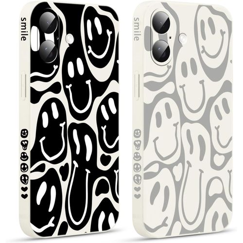 Ppdaz-2 Pièces Coque Pour Iphone 16 Plus 6,7"", Etui Avec Souriant Face Visage Mignon Amusante Peint Dessin Latéral Mignon Case Souple Silicone Housse Téléphone Antichoc En Souple Fille Cover