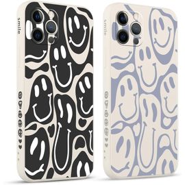 2 Pièces Coque Pour Apple Iphone 12 Pro 6.1"", Etui Avec Souriant Déformé Visage Mignon Amusante Peint Dessin Latéral Mignon Case Souple Silicone Housse Téléphone Antichoc En Souple[Hou992427]