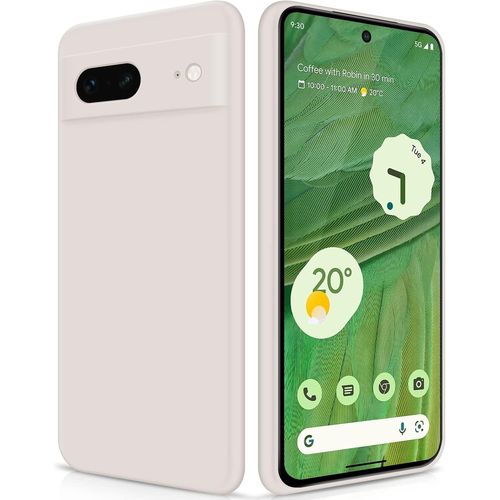 Coque Pour Google Pixel 7 Case En Silicone, Coque Antichoc Etui Housse Silicone Ultra-Mince Avec Couche Intérieure En Fibre Et Protection Pour Caméra, Blanc