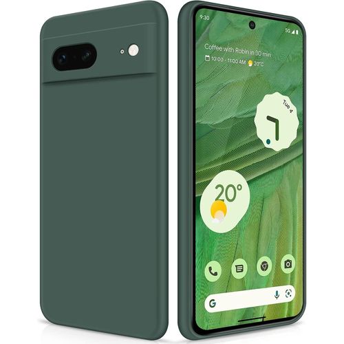 Coque Pour Google Pixel 7 Case En Silicone, Coque Antichoc Etui Housse Silicone Ultra-Mince Avec Couche Intérieure En Fibre Et Protection Pour Caméra, Vert
