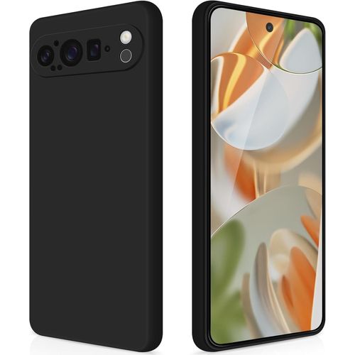 Coque Pour Google Pixel 9 Pro Case En Silicone, Etui De Protection Antichoc Etui Housse Silicone Ultra-Mince Avec Couche Intérieure En Fibre Et Protection Pour Caméra, Noir